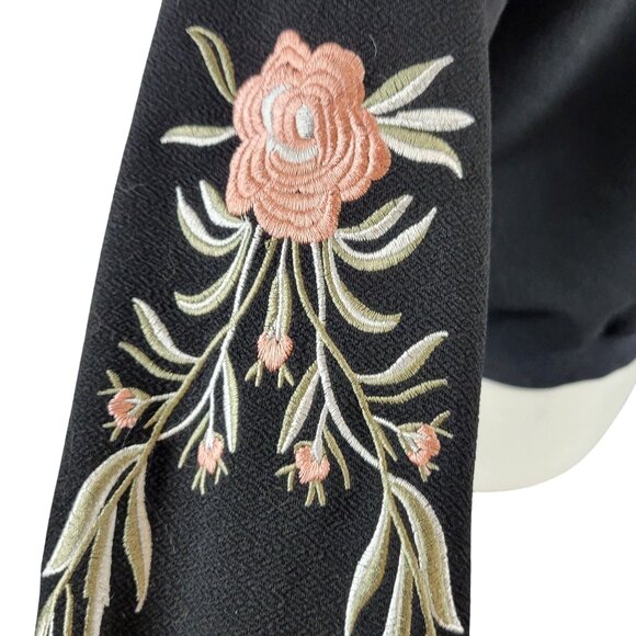 Floral Embroidery Streetwear Jacket L Casual Fall Dark Fairycore Romantic Grunge - Picture 10 of 16